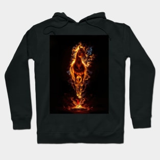 A fiery horse surrounded by flames and smoke Hoodie